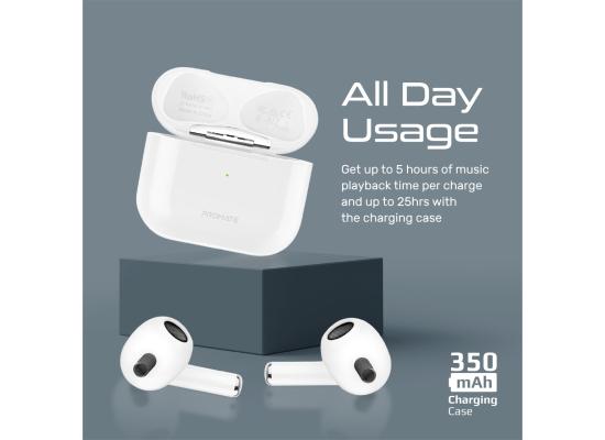 Promate FreePods-2 True Wireless Earbuds In-Ear, 25H Playback Time, Intelligent Touch Controls